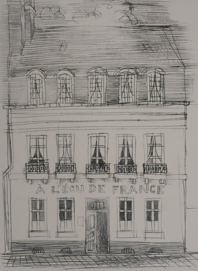 Raoul DUFY : Paris, L'Hôtel l'Ecu de France, Gravure originale