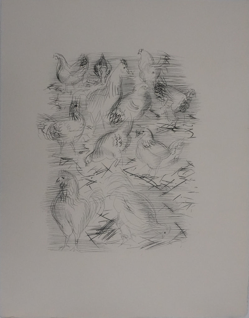 Raoul DUFY : Les poules de la basse-cour, Gravure originale