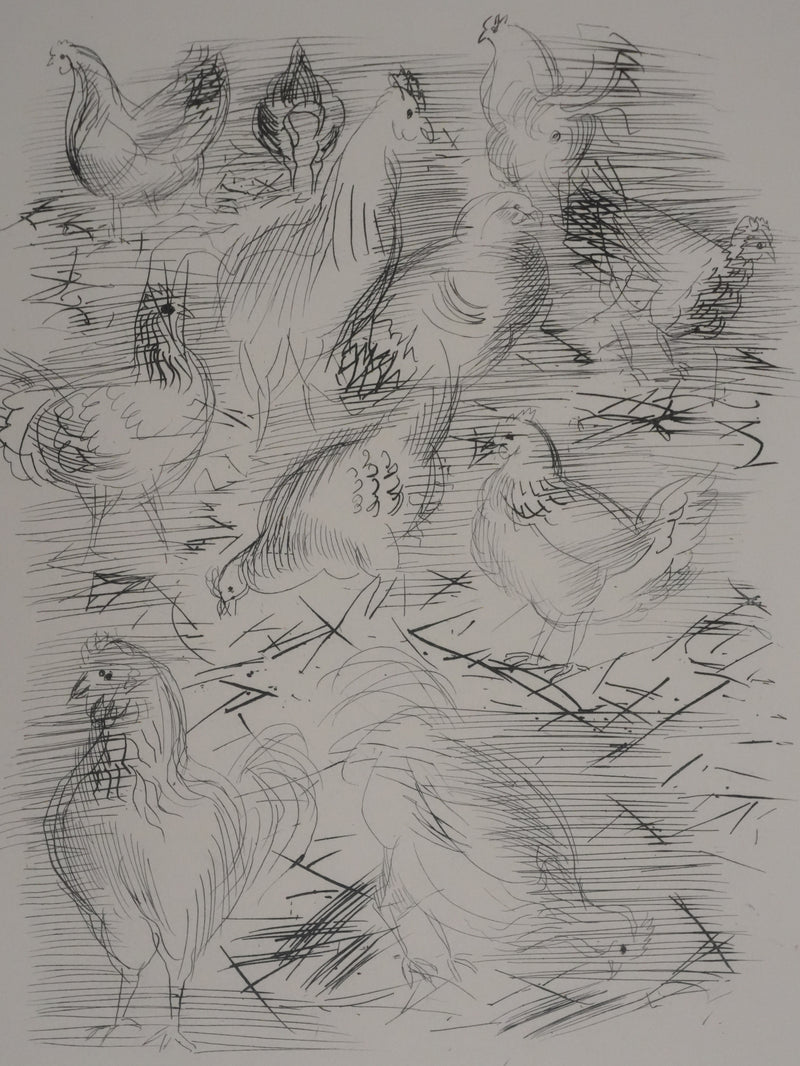 Raoul DUFY : Les poules de la basse-cour, Gravure originale