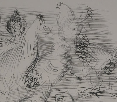 Raoul DUFY : Les poules de la basse-cour, Gravure originale