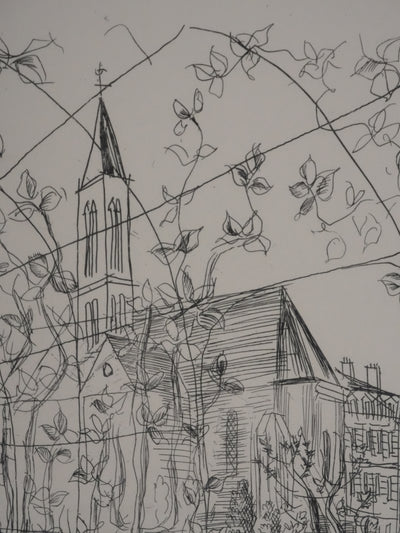 Raoul DUFY : Les jardins de l'Evêché à la statue de la Vierge, Gravure originale