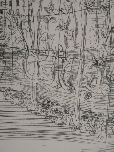 Raoul DUFY : Les jardins de l'Evêché à la statue de la Vierge, Gravure originale