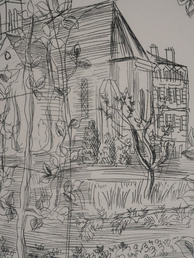 Raoul DUFY : Les jardins de l'Evêché à la statue de la Vierge, Gravure originale