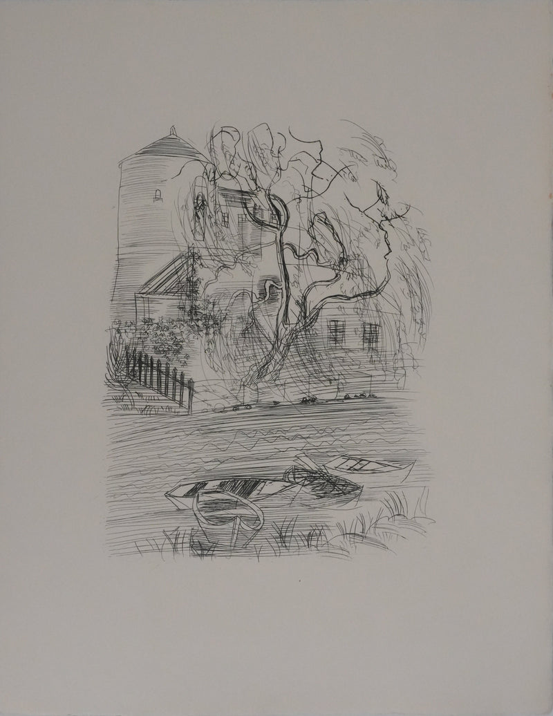 Raoul DUFY : La maison au bord de la rivière, Gravure originale