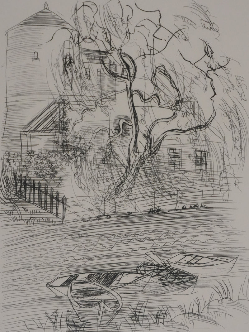 Raoul DUFY : La maison au bord de la rivière, Gravure originale