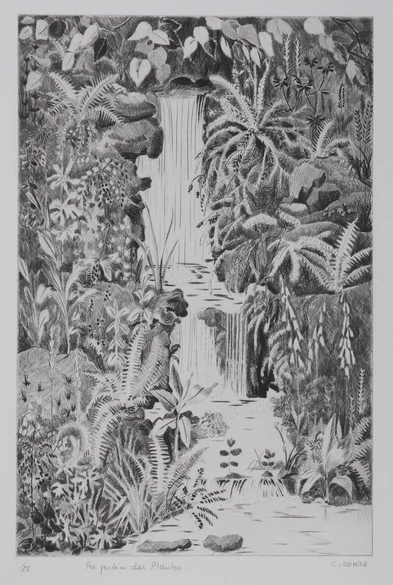 Camille COMBE : Au jardin des Plantes, Gravure originale signée