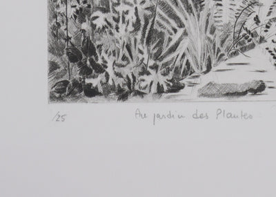 Camille COMBE : Au jardin des Plantes, Gravure originale signée