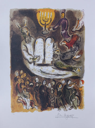 Marc CHAGALL : Moïse et les tables de la loi, Lithographie originale (vue générale) - Crédit photo : Galerie Art.Paris