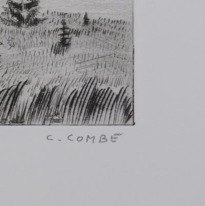 Camille COMBE : Au loin, les sommets, Gravure originale signée