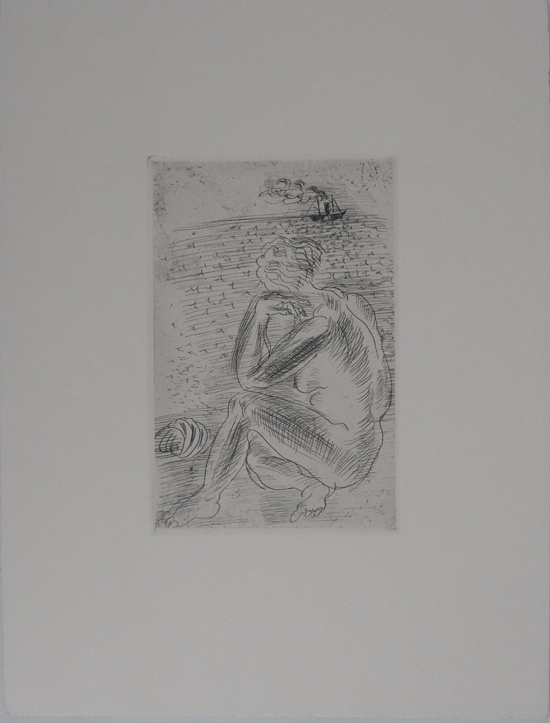 Raoul DUFY : Figure pensive à la plage, Gravure original