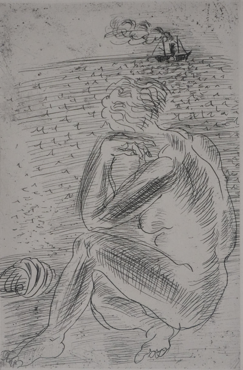 Raoul DUFY : Figure pensive à la plage, Gravure original