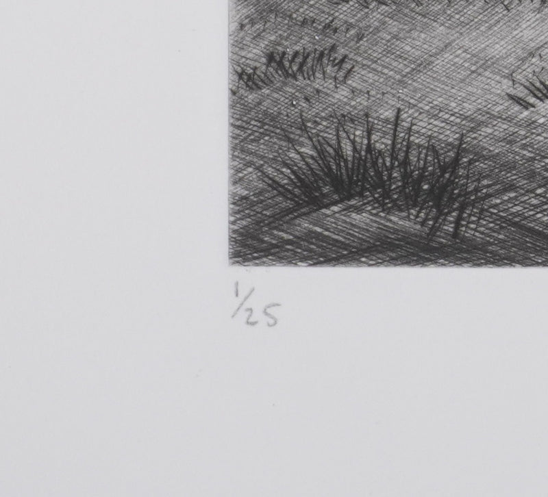 Camille COMBE : Dans le vent de la mer, Gravure originale signée