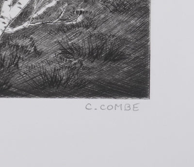 Camille COMBE : Dans le vent de la mer, Gravure originale signée