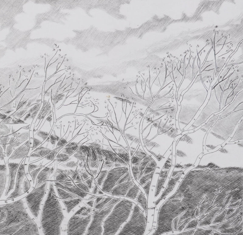Camille COMBE : Dans le vent de la mer, Gravure originale signée