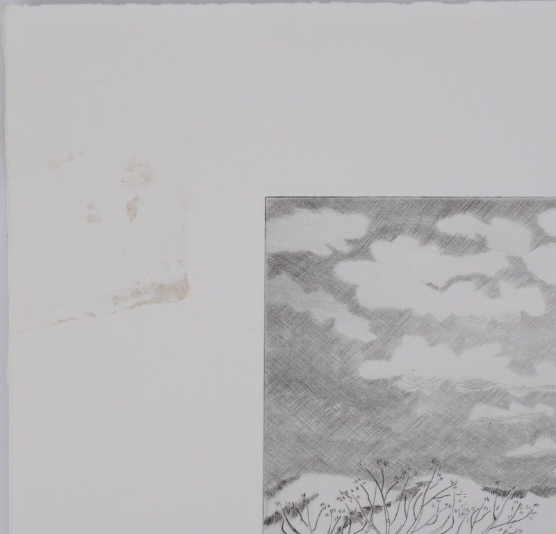 Camille COMBE : Dans le vent de la mer, Gravure originale signée