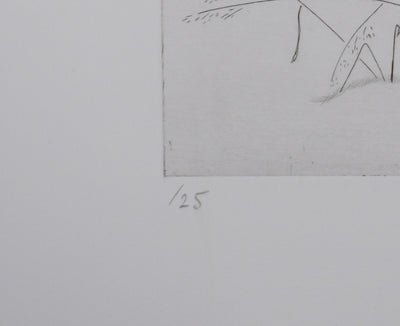 Camille COMBE : Herbes folles dans la neige, Gravure originale signée