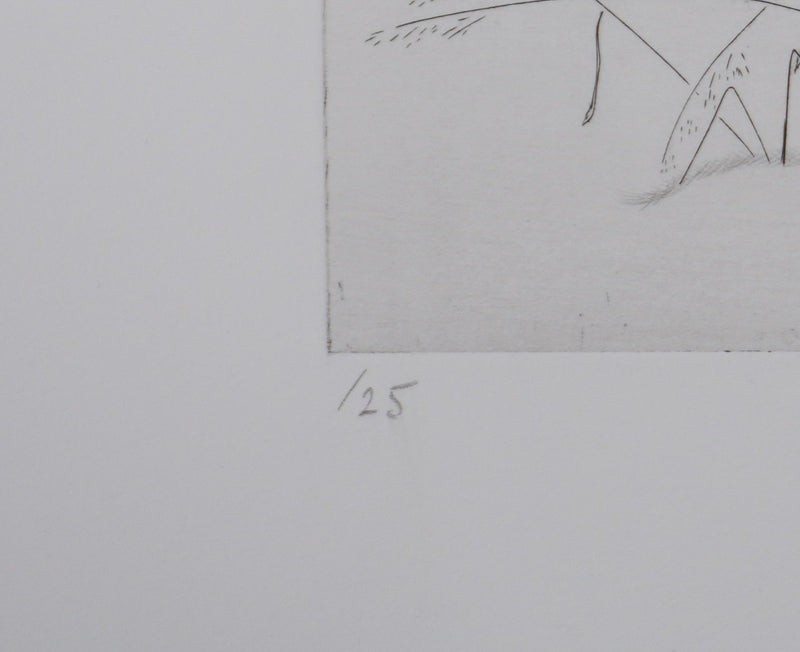 Camille COMBE : Herbes folles dans la neige, Gravure originale signée