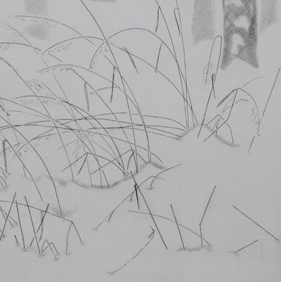 Camille COMBE : Herbes folles dans la neige, Gravure originale signée