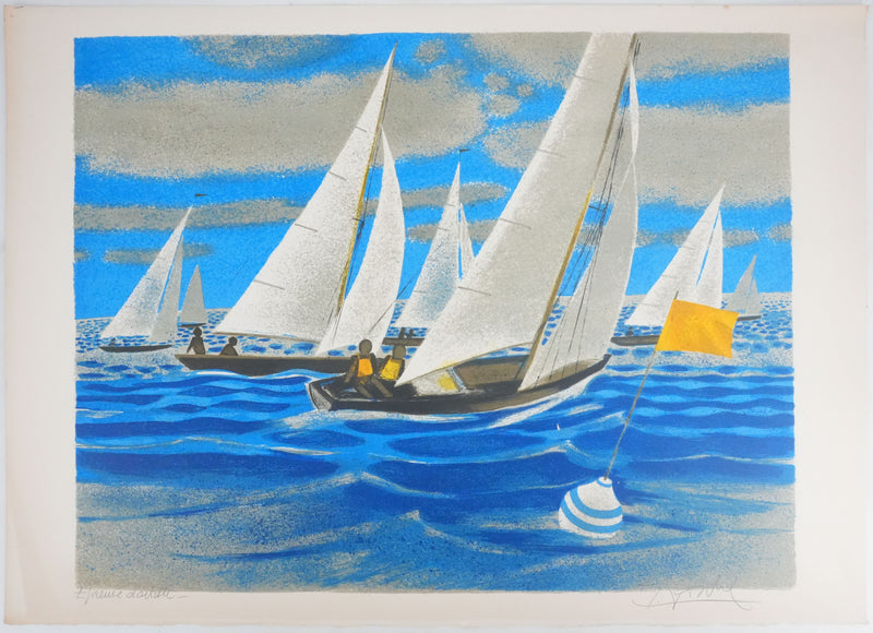 Yves GANNE : Les bateaux, Lithographie originale signée