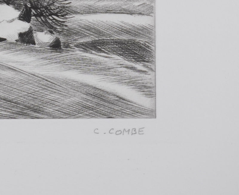 Camille COMBE : Paysage de Velay, Gravure originale signée