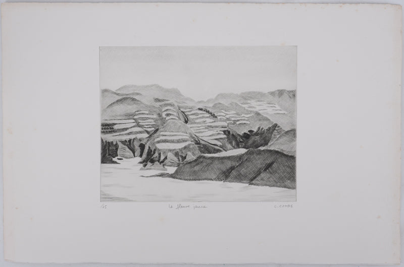 Camille COMBE : Le fleuve jaune, Gravure originale signée