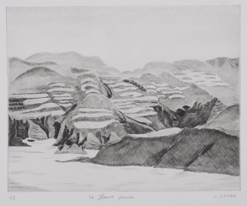 Camille COMBE : Le fleuve jaune, Gravure originale signée
