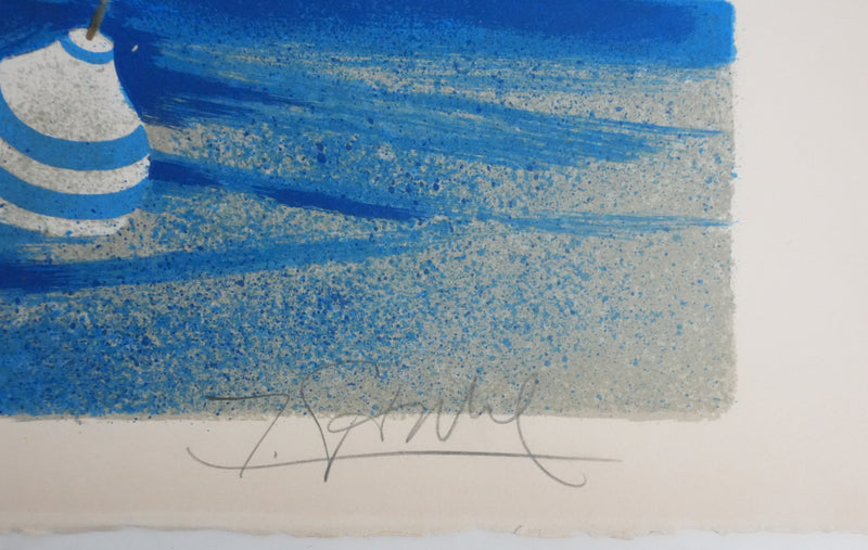 Yves GANNE : Les bateaux, Lithographie originale signée