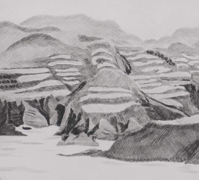 Camille COMBE : Le fleuve jaune, Gravure originale signée