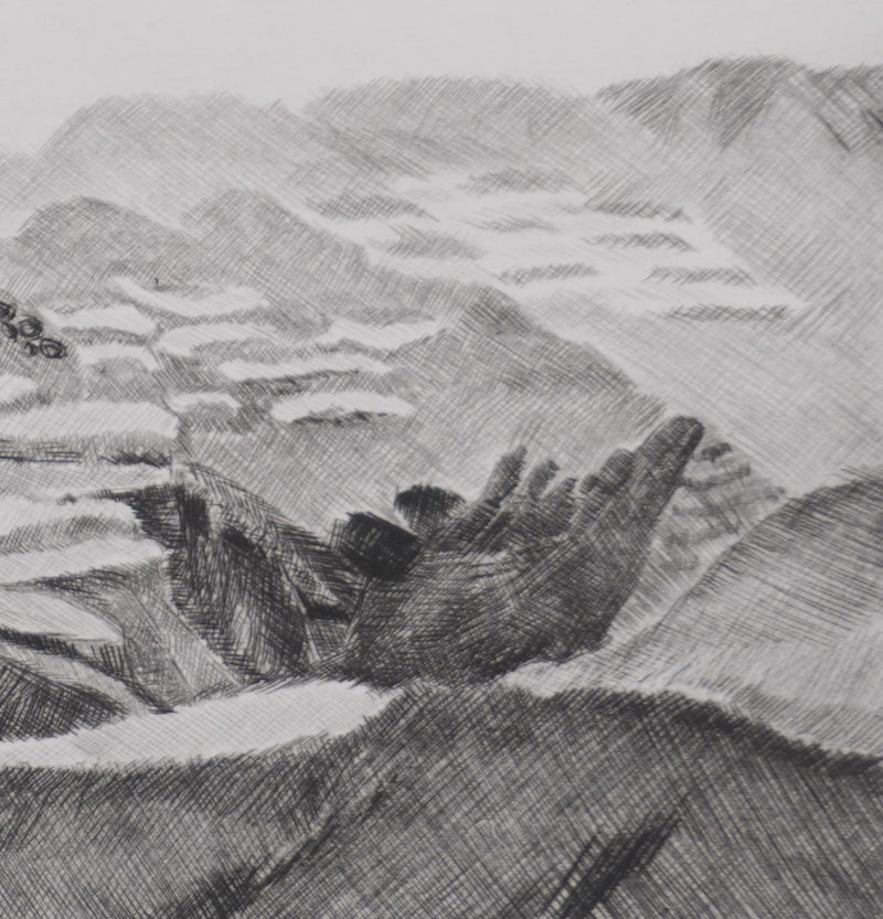 Camille COMBE : Le fleuve jaune, Gravure originale signée