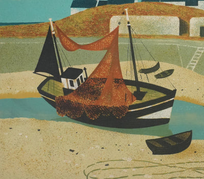 Yves GANNE : Le bateau du phare, Lithographie originale signée