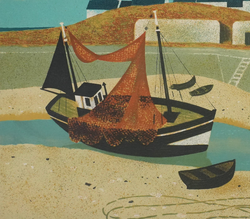 Yves GANNE : Le bateau du phare, Lithographie originale signée