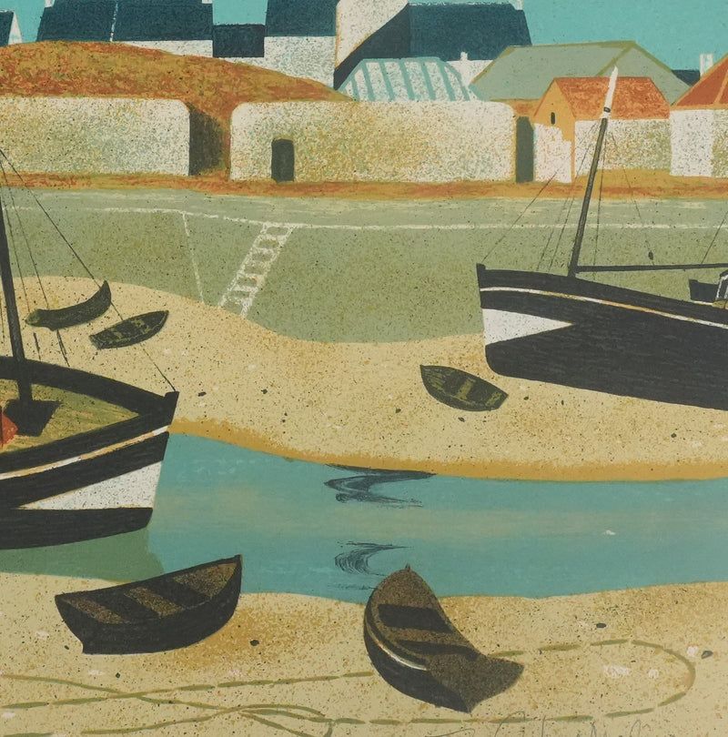 Yves GANNE : Le bateau du phare, Lithographie originale signée