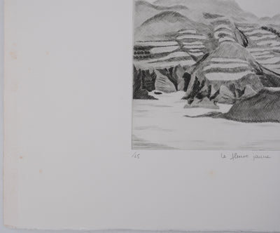 Camille COMBE : Le fleuve jaune, Gravure originale signée