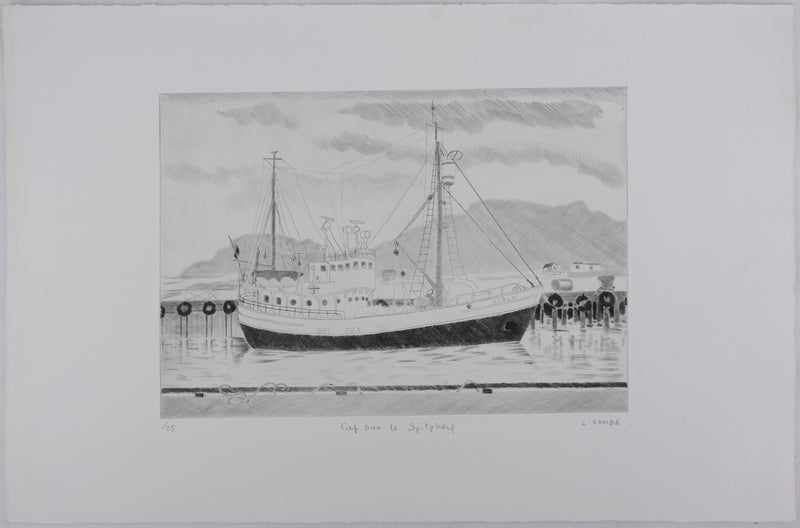Camille COMBE : Cap sur le Spitzberg, Gravure originale signée