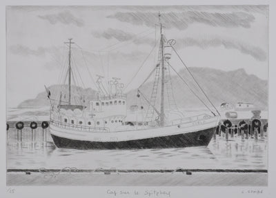 Camille COMBE : Cap sur le Spitzberg, Gravure originale signée
