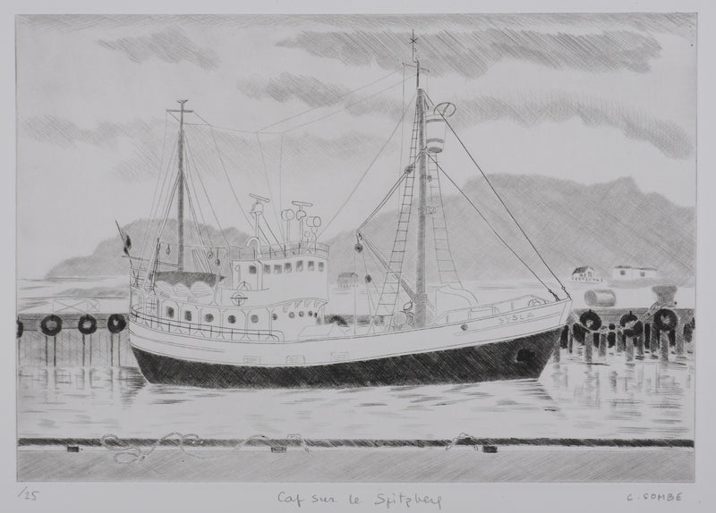 Camille COMBE : Cap sur le Spitzberg, Gravure originale signée
