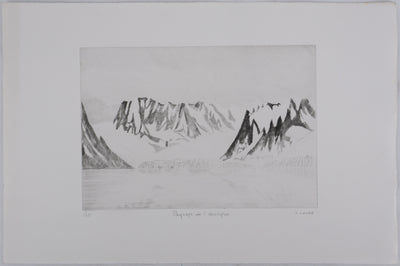 Camille COMBE : Paysage de l'arctique, Gravure originale signée