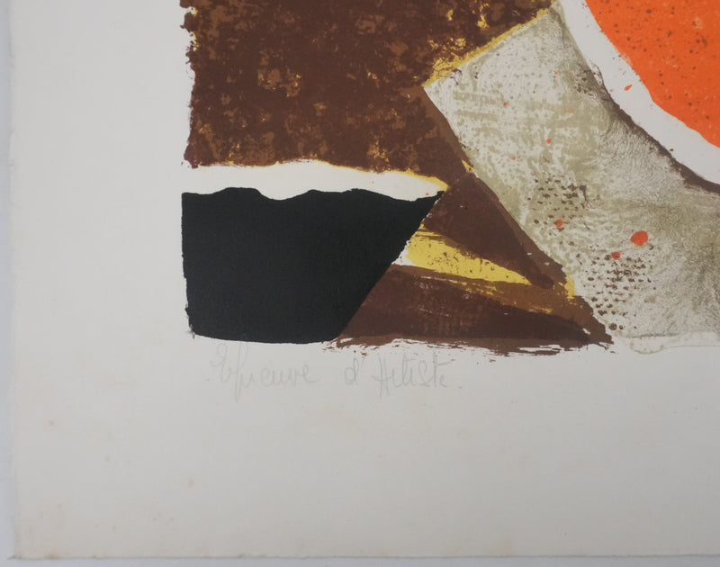 Yves GANNE : Le pichet jaune et le melon, Lithographie originale signée