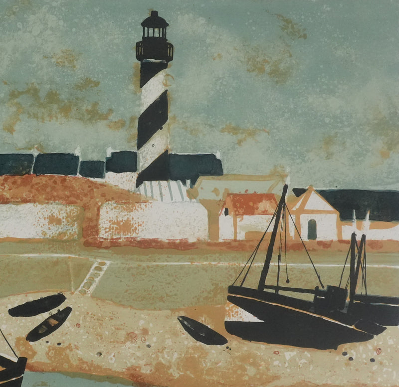 Yves GANNE : Le bateau du phare II, Lithographie originale signée