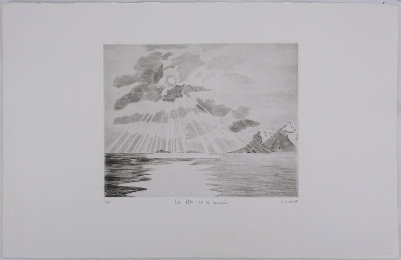Camille COMBE : La fête de la lumière, Gravure originale signée