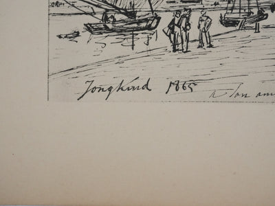 Johan-Barthold JONKIND : La jetée dans le port de Honfleur, Héliotypie signée