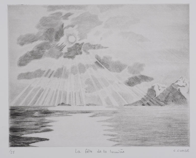 Camille COMBE : La fête de la lumière, Gravure originale signée