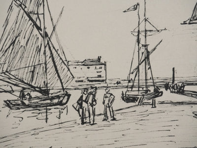 Johan-Barthold JONKIND : La jetée dans le port de Honfleur, Héliotypie signée