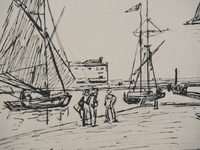 Johan-Barthold JONKIND : La jetée dans le port de Honfleur, Héliotypie signée