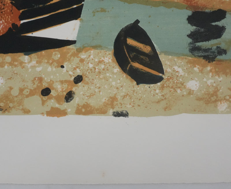 Yves GANNE : Le bateau du phare II, Lithographie originale signée