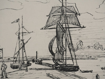Johan-Barthold JONKIND : La jetée dans le port de Honfleur, Héliotypie signée