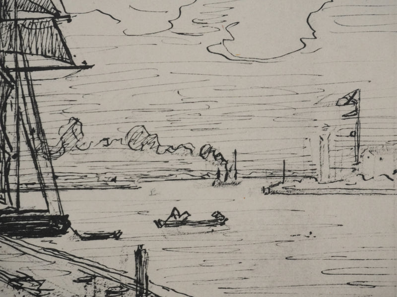 Johan-Barthold JONKIND : La jetée dans le port de Honfleur, Héliotypie signée