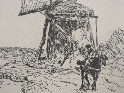 Johan-Barthold JONKIND : Les moulins au bord du fleuve, Héliotypie signée