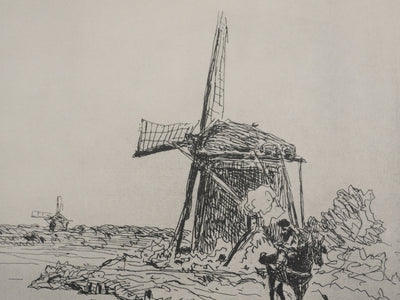 Johan-Barthold JONKIND : Les moulins au bord du fleuve, Héliotypie signée
