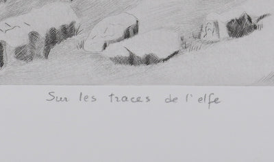 Camille COMBE : Sur les traces de l'elfe, Gravure originale signée